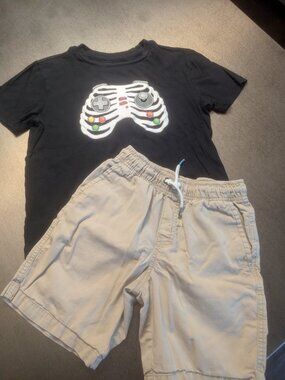 Gamer Rib Cage Tee and Khaki Shorts 6-7